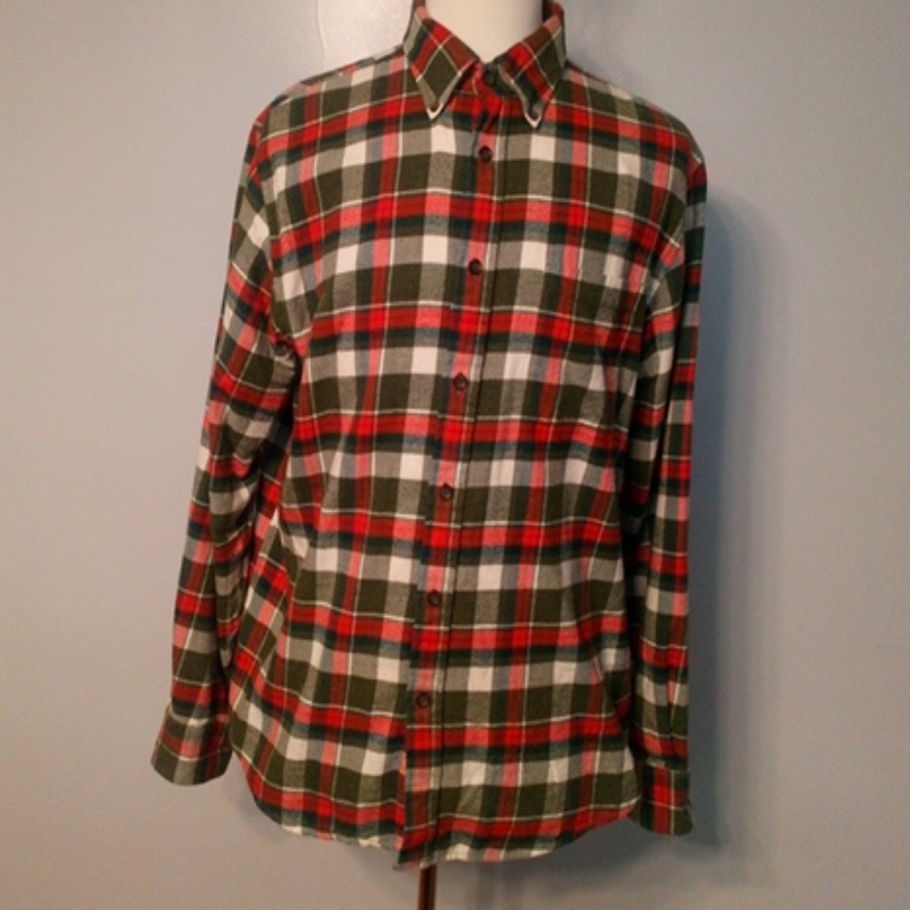 LANDS ' END Men's Plaid Shirt Sz L